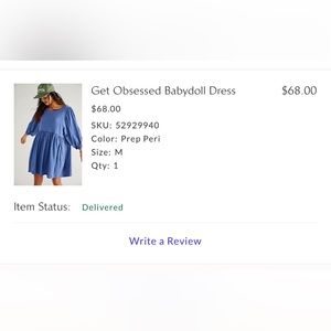 Free People Get Obsessed Babydoll Dress - Blue (Prep Peri) discontinued color